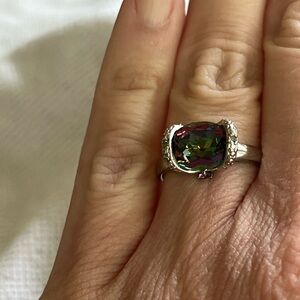 Elegant Silver Ring with Multicolor Gemstone